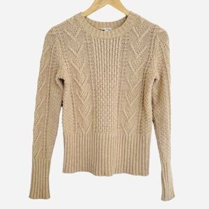 GAP Women's Cable Knit Sweater Small Beige Cotton Wool Fisherman Neutral Minimal